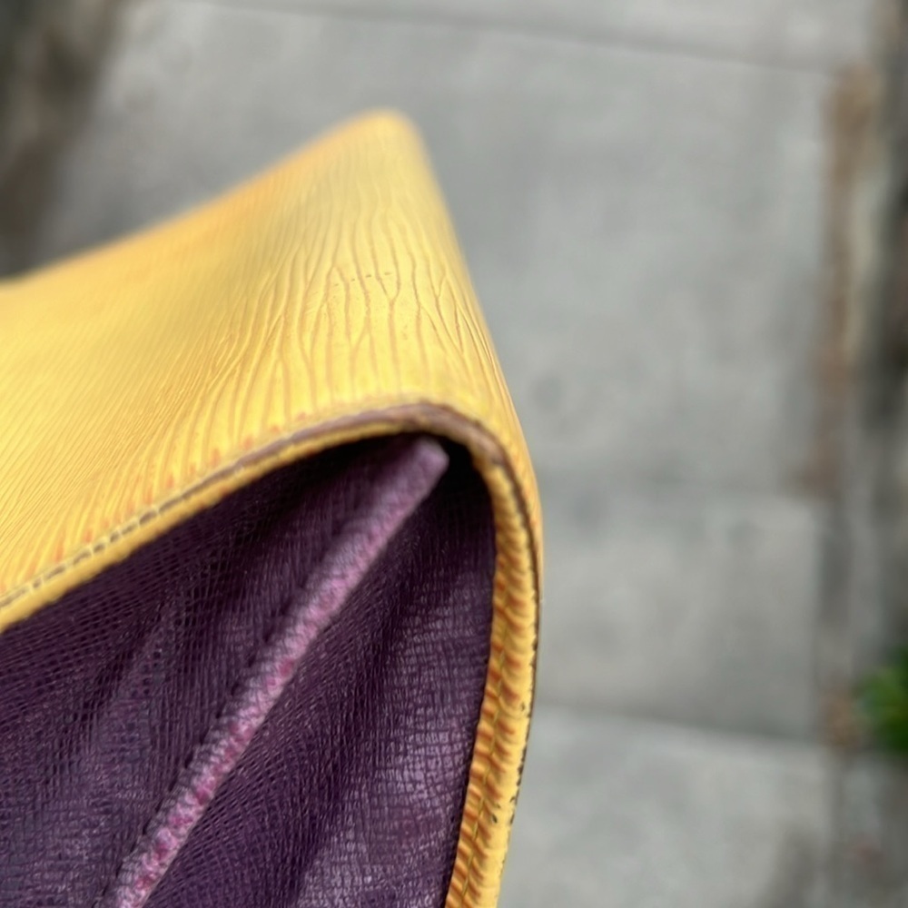 Authentic Louis Vuitton Epi Sarah yellow wallet with Purple interior - Picture 12 of 14